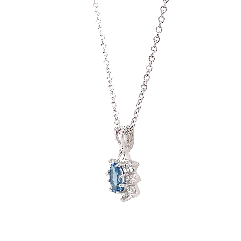 Aquamarine & Diamond Halo Pendant - "Winter Star" - Image 3