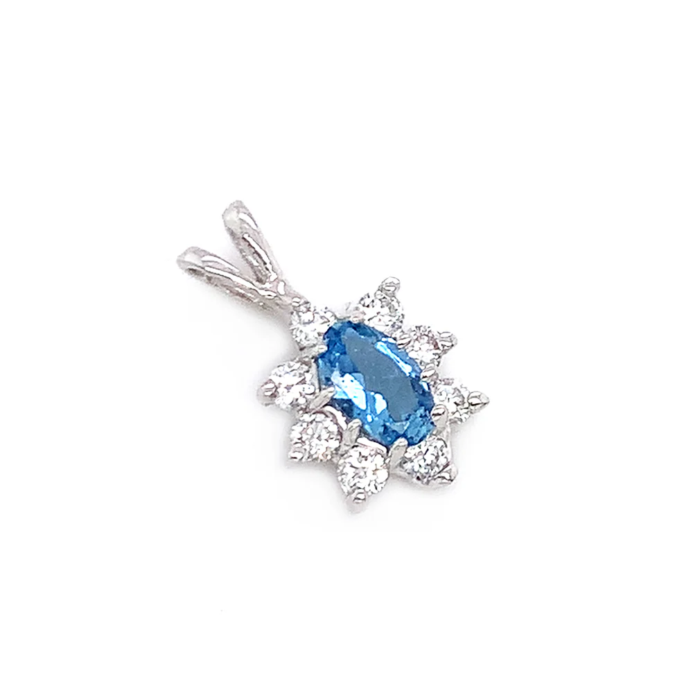 Aquamarine & Diamond Halo Pendant - "Winter Star" - Image 4