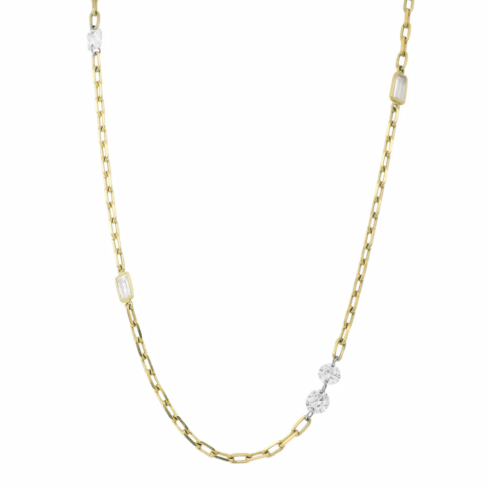 Asymmetrical Diamond Station Necklace - "Mixt Orbit"
