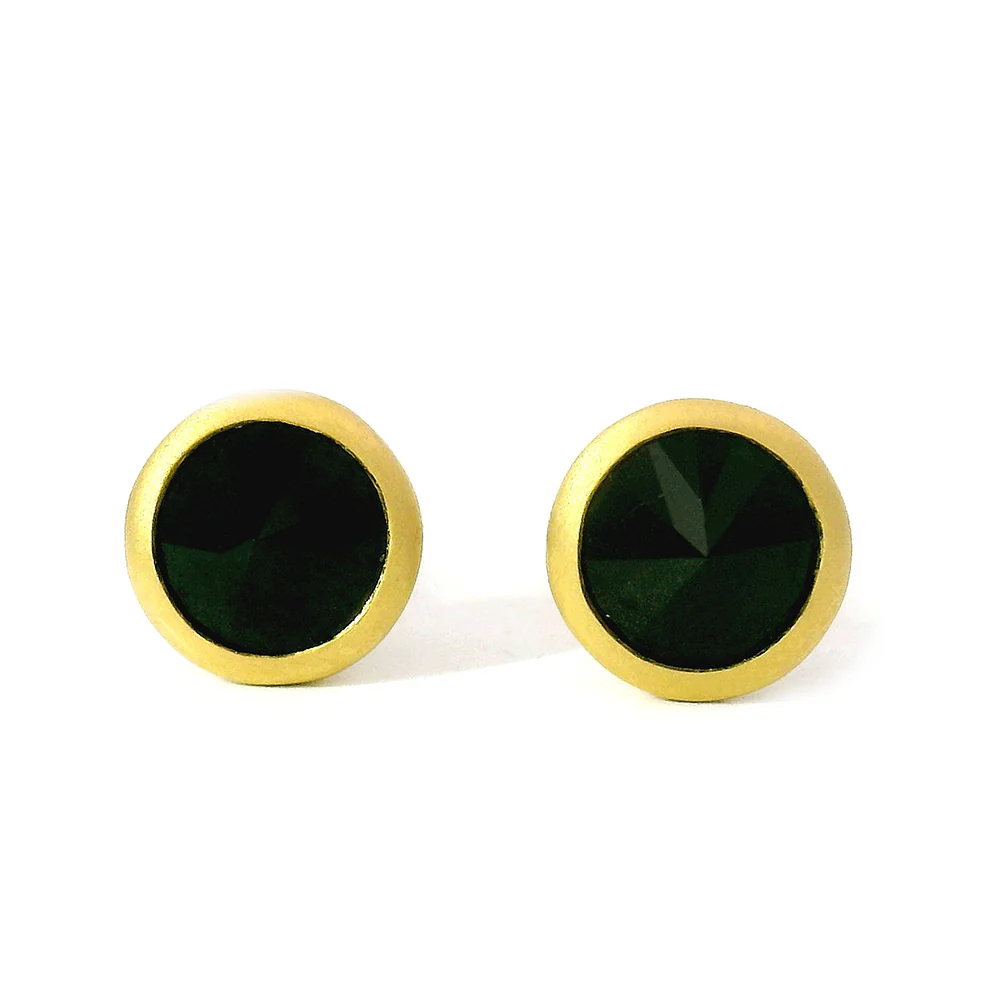 Black Spinel & Yellow Gold Earrings - "Midnight Shadow"