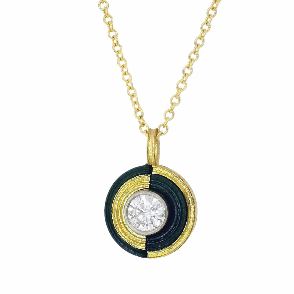 Blackened Cobalt Chrome & Diamond Necklace - "Paramount" - Image 3