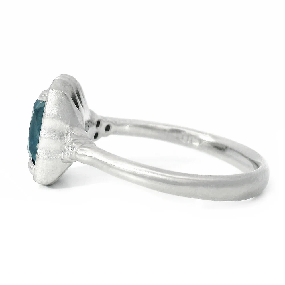 Blue Montana Sapphire & Diamond Ring - "Wavy Luna" - Image 3