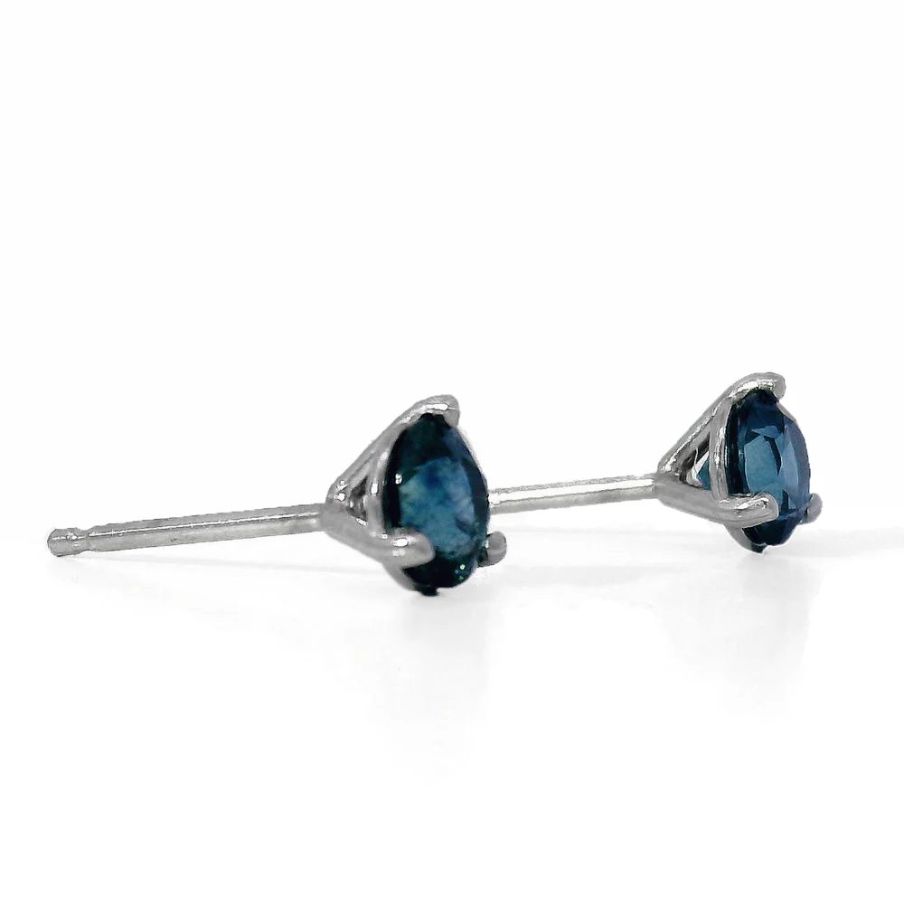 Blue Montana Sapphire & Platinum Earrings - "Midnight River" - Image 2