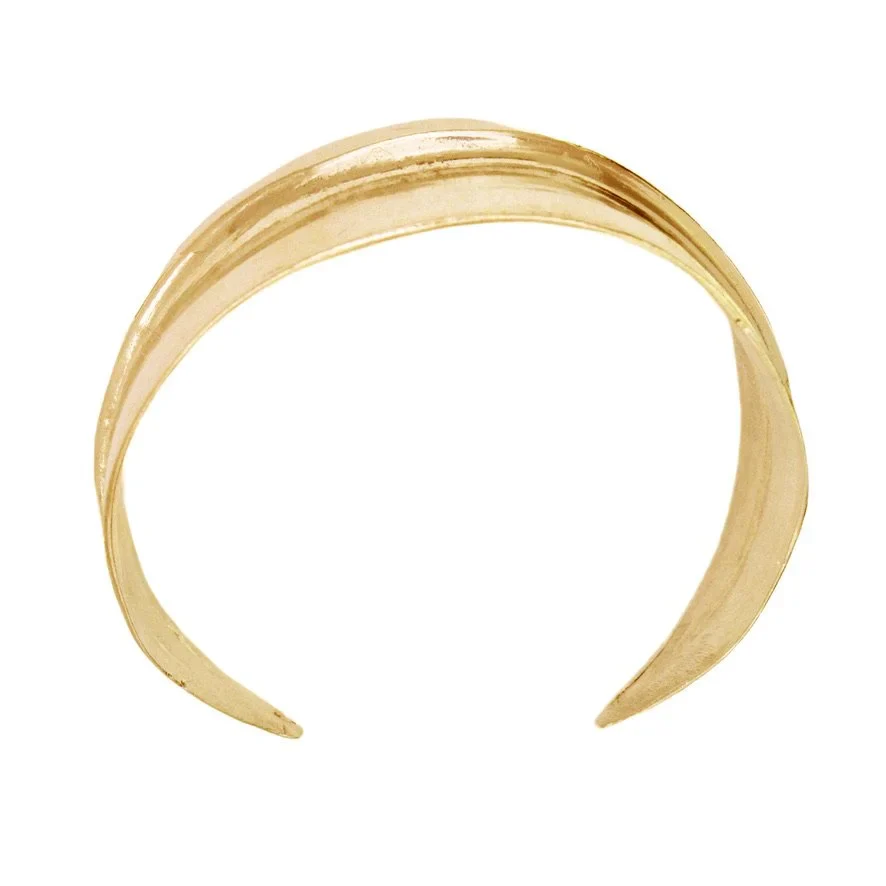 Bronze Cuff Bracelet - "Wide Ridge" - Image 4