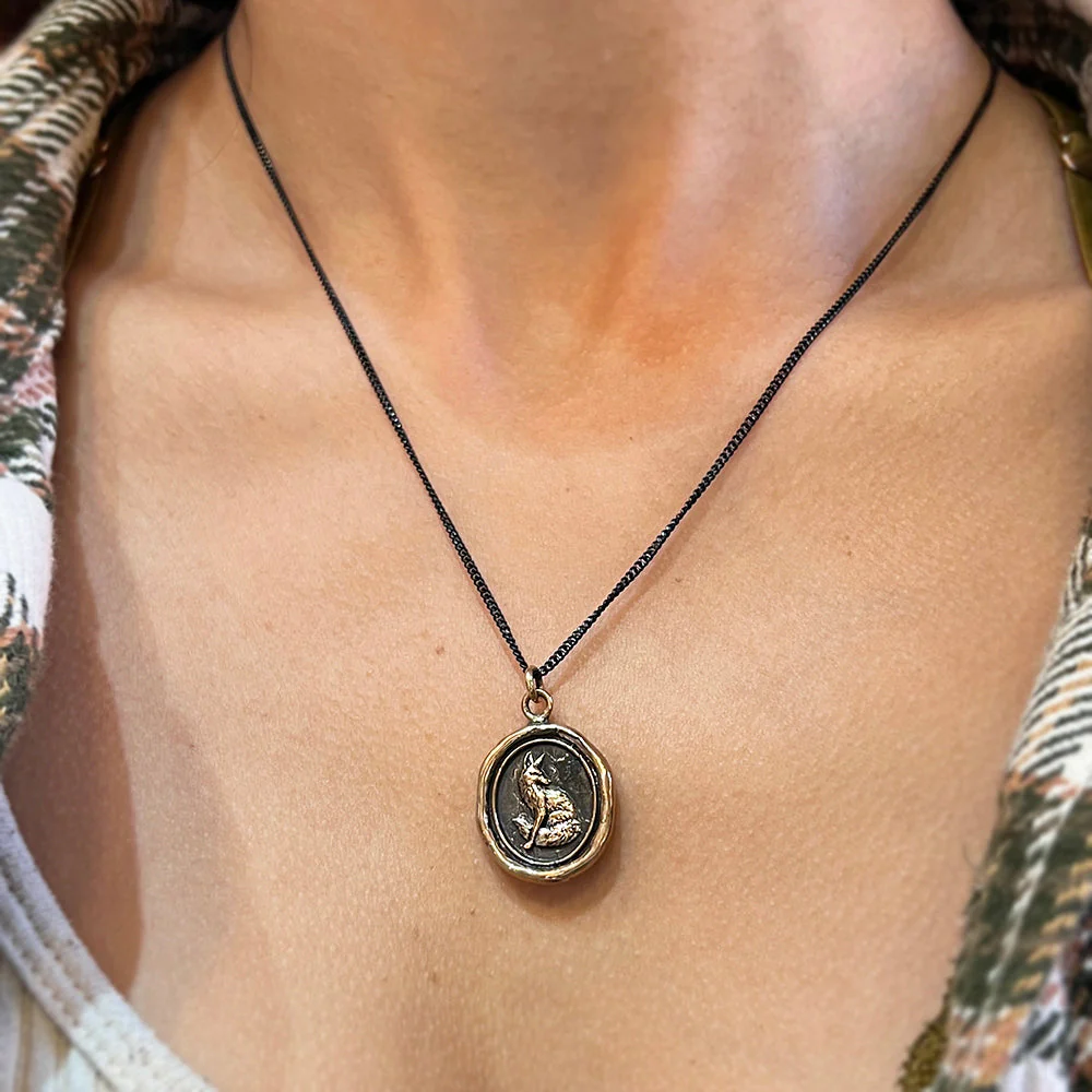 Bronze & Sterling Silver Fox Talisman Necklace - "Trust in Yourself" - Image 3