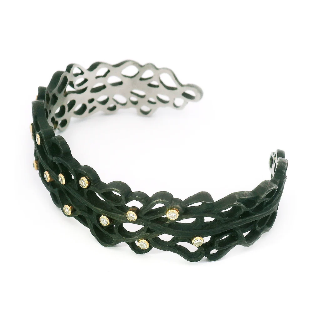 Cobalt Chrome & Diamond Bracelet - "Shadow" - Image 3