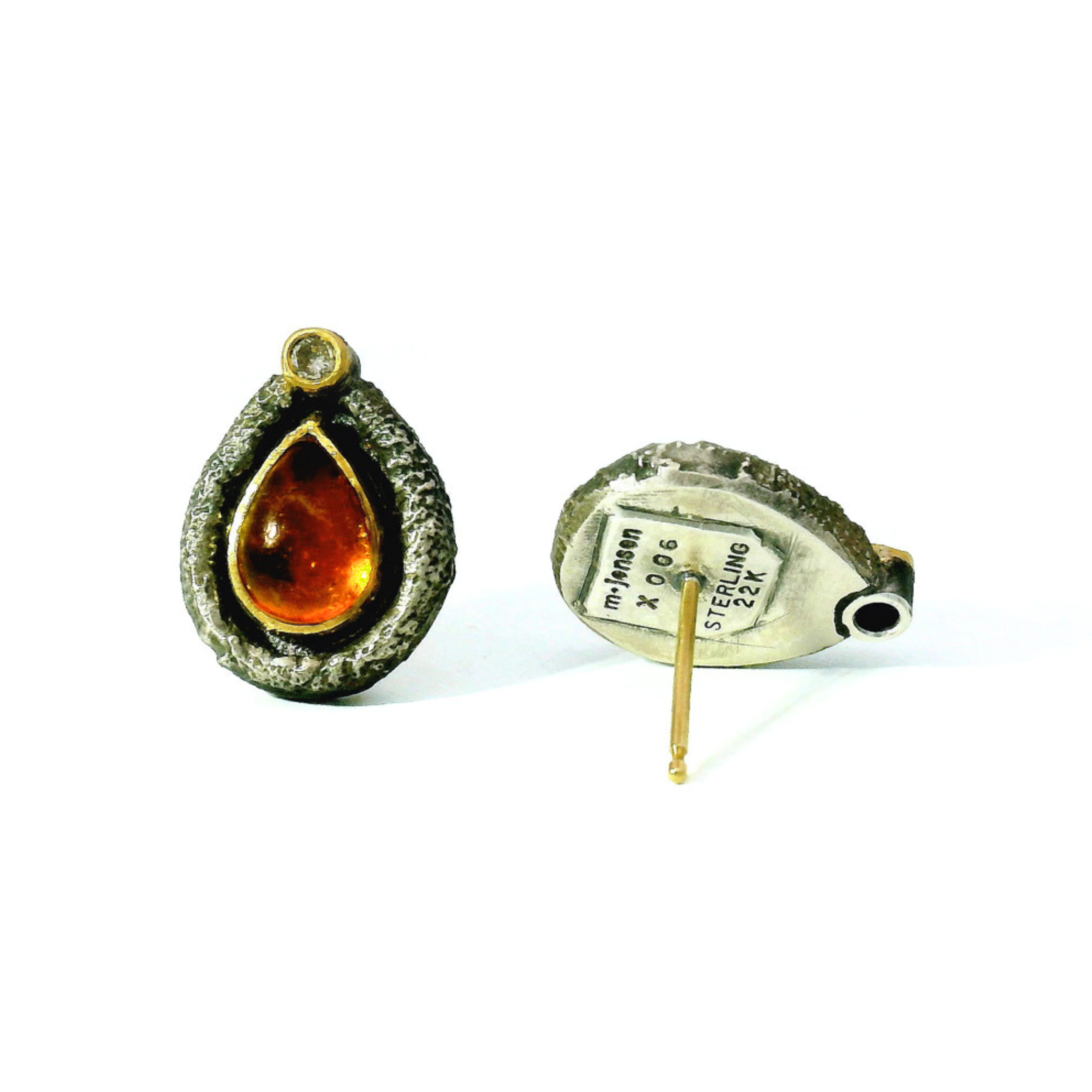 Pear-Shaped Spessartite Garnet Earrings - "Saffron Embers" - Image 3
