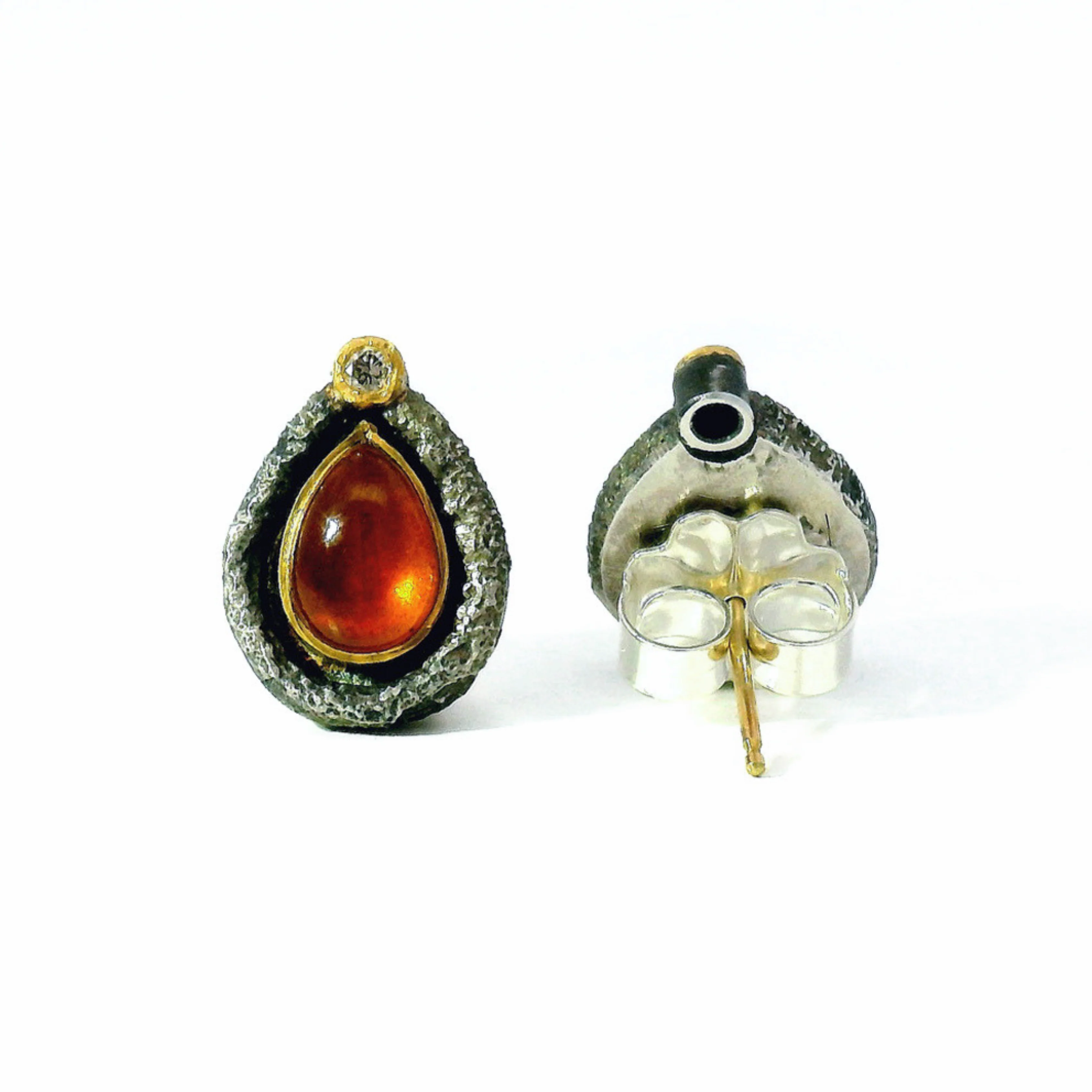 Pear-Shaped Spessartite Garnet Earrings - "Saffron Embers" - Image 4
