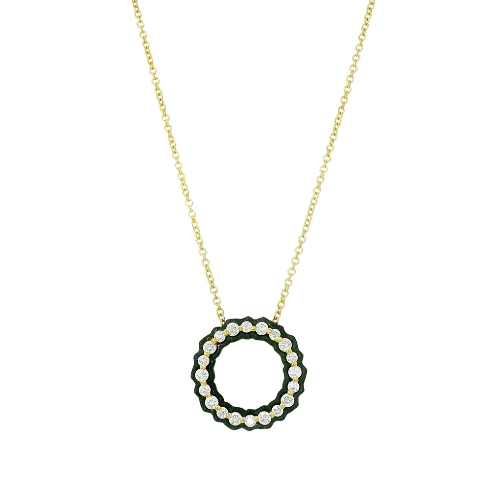 Diamond & Blackened Cobalt Chrome Necklace - "Scallop"