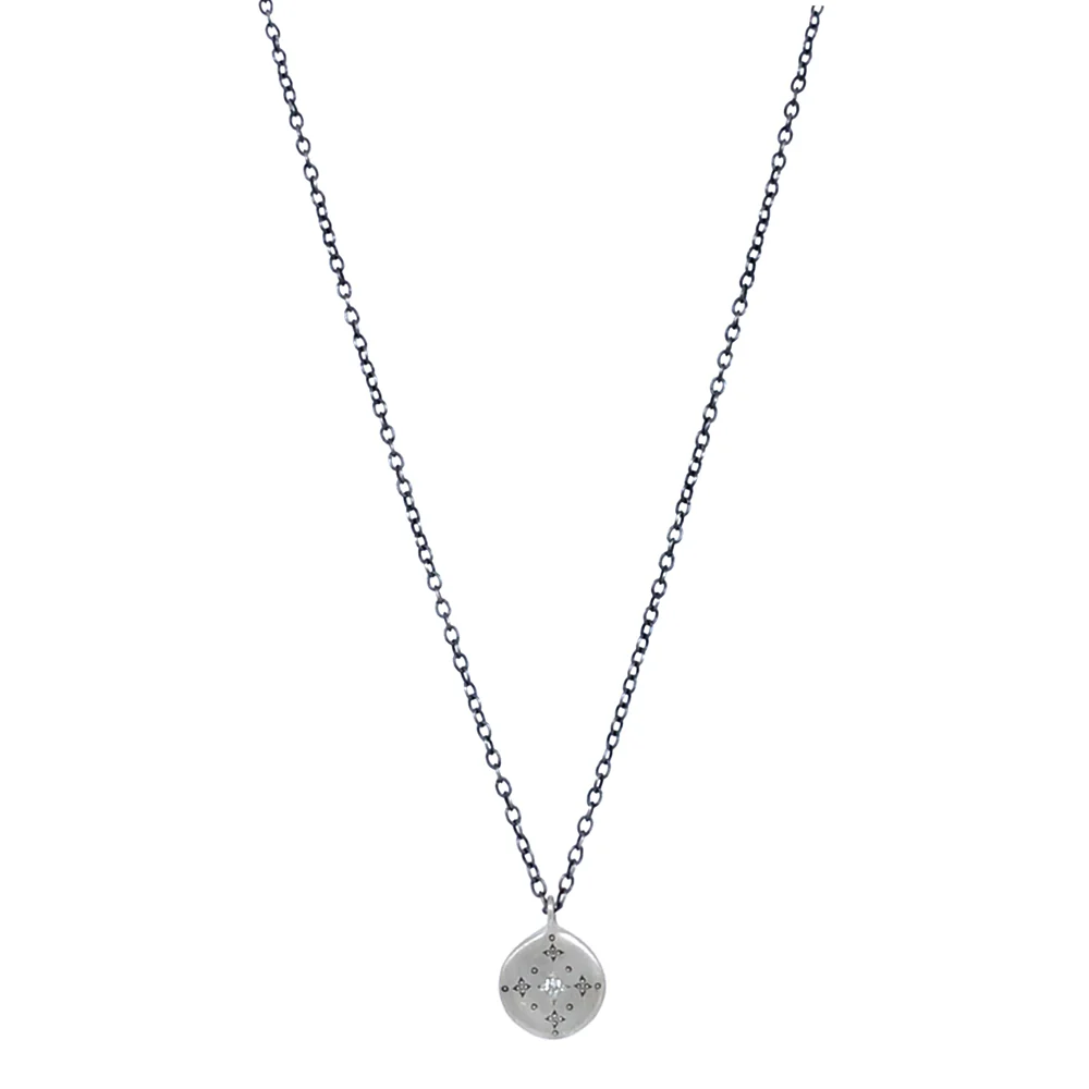 Diamond & Sterling Silver Necklace - "New Moon"