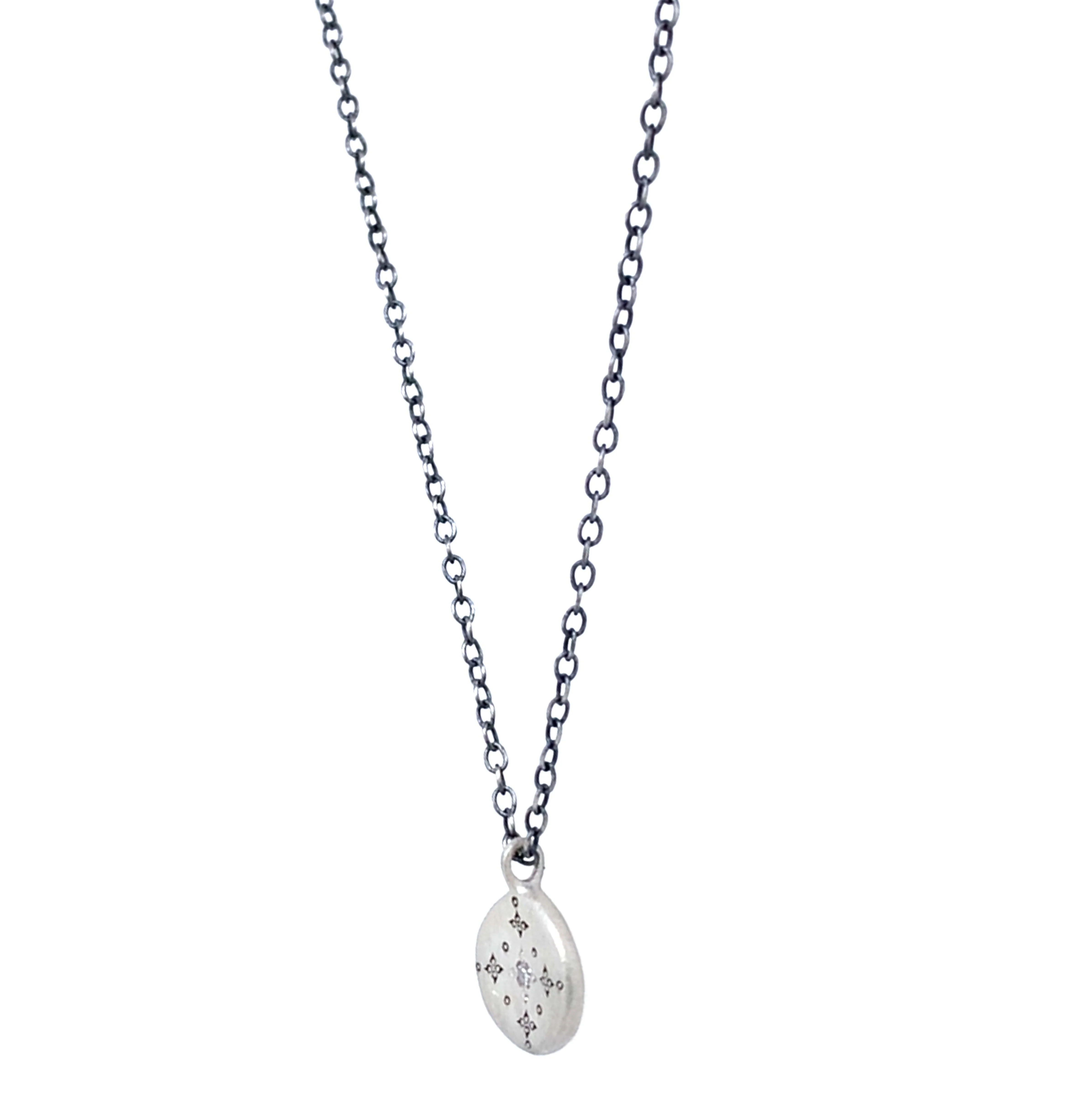 Diamond & Sterling Silver Necklace - "New Moon" - Image 4