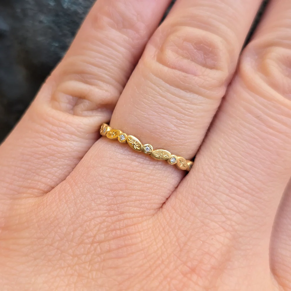 Diamond Oval & Circle Gold Band - "Starstruck" - Image 4