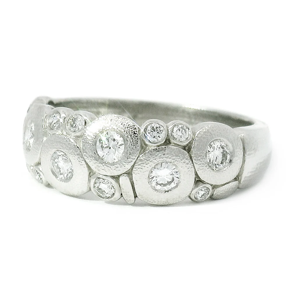 Diamond & Platinum Domed Ring - "Candy" - Image 2