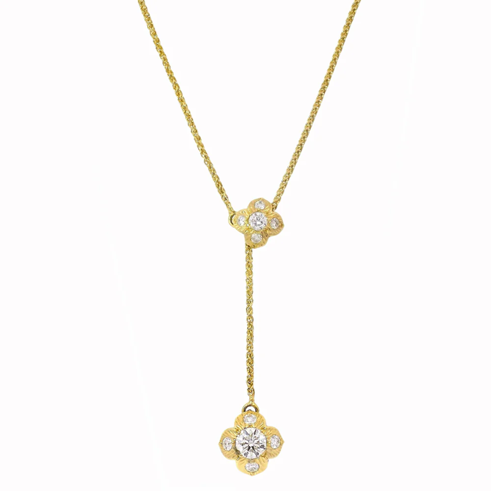 Diamond Two-Tone Reversible Lariat Necklace - "Quadrafolium"