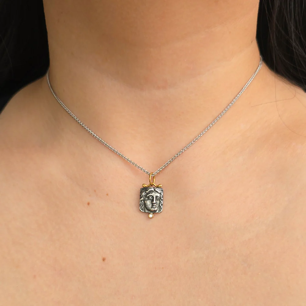 Diamond, Silver & Gold Pendant - "Apollo" - Image 4