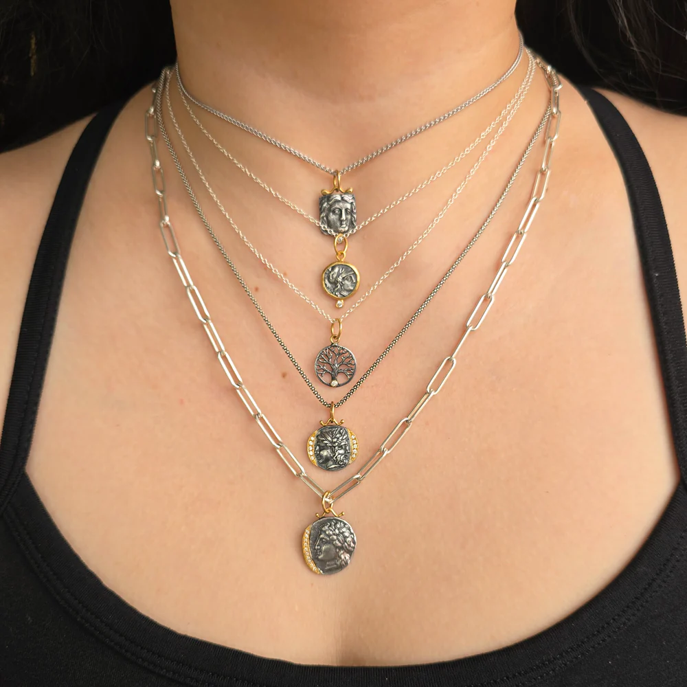 Diamond, Silver & Gold Pendant - "Apollo" - Image 7