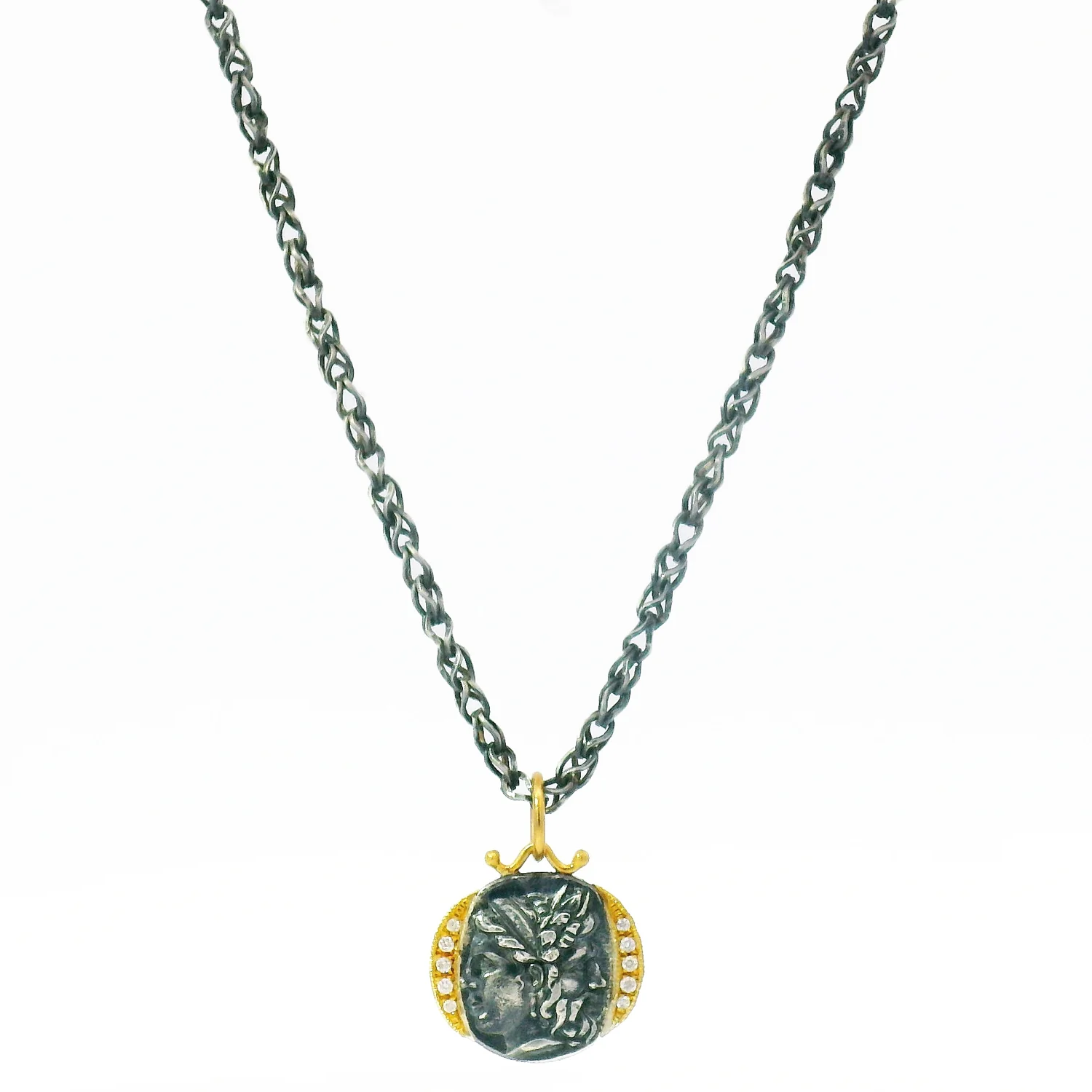 Diamond, Silver & Yellow Gold Janus Pendant - "The Beginning & The End" - Image 7
