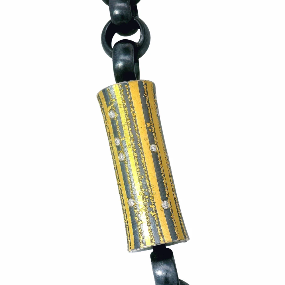Diamond, Sterling Silver & Gold Vario Pendant - "Lode" - Image 3