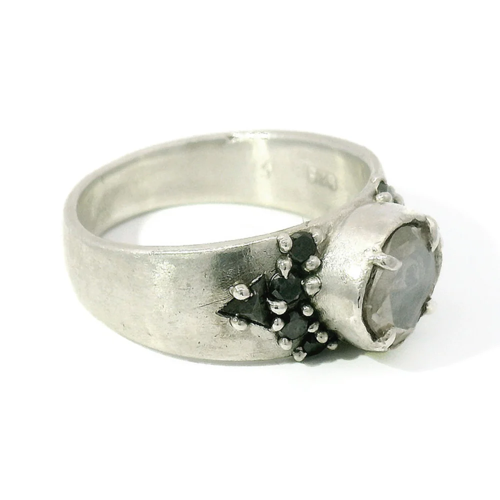 Diamond & Sterling Silver Skull Ring - "Encasement" - Image 2