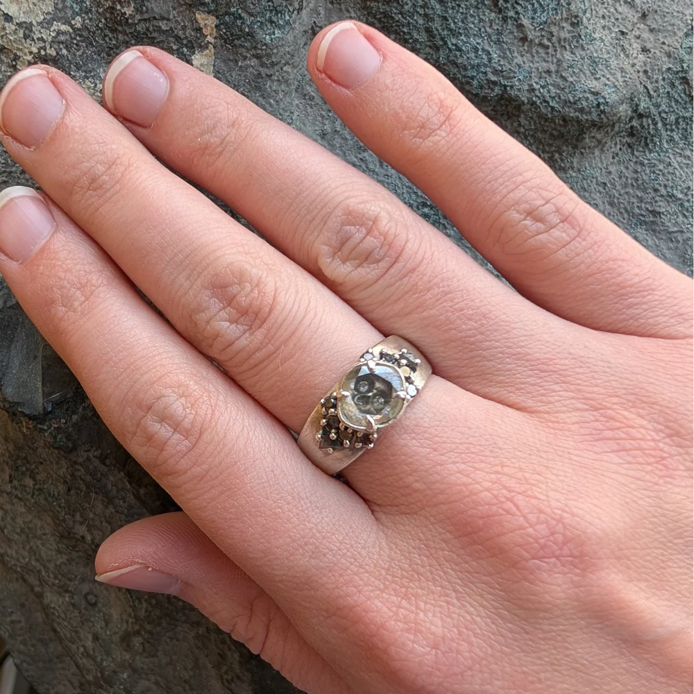 Diamond & Sterling Silver Skull Ring - "Encasement" - Image 3