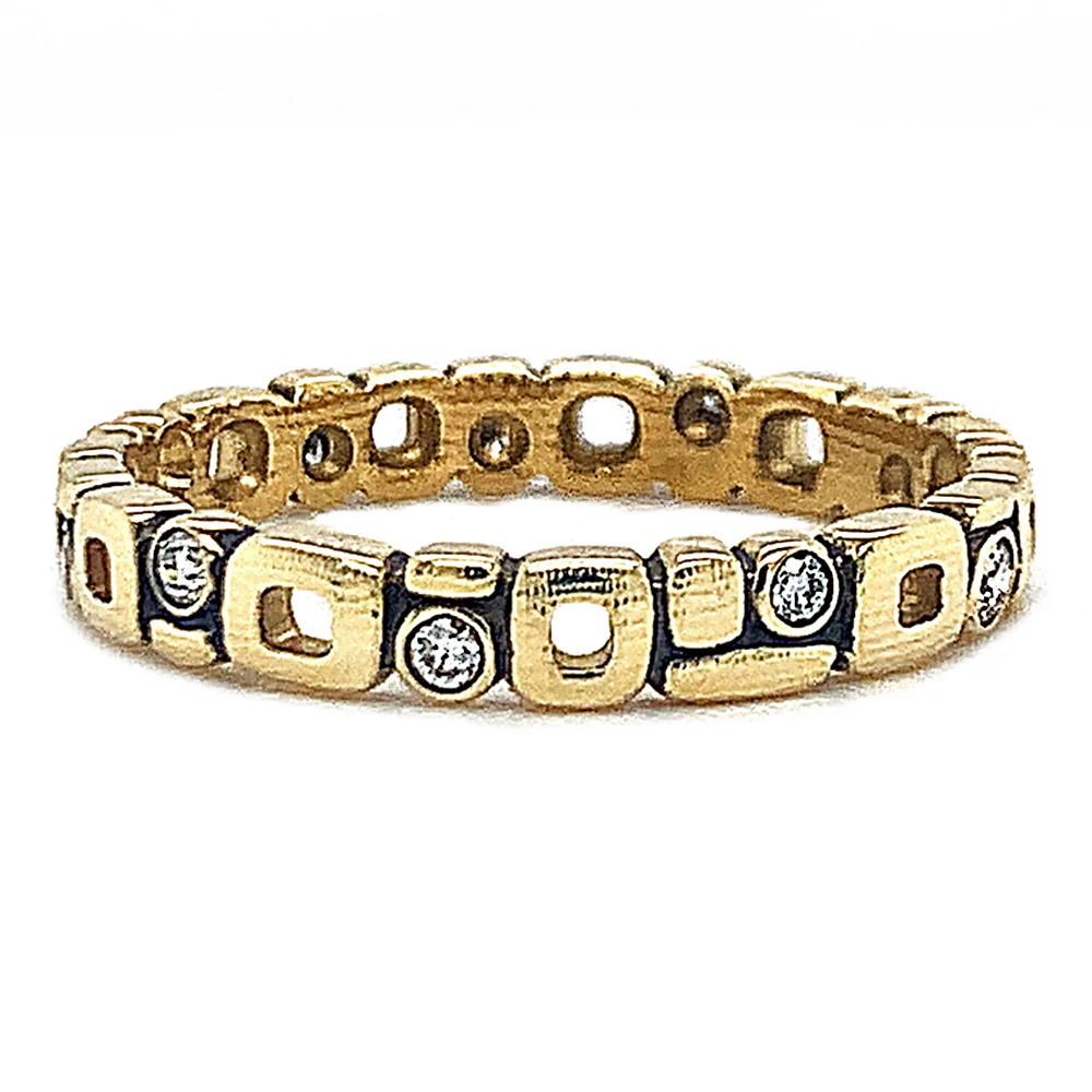 Diamond & Yellow Gold Band - "Micro Window"