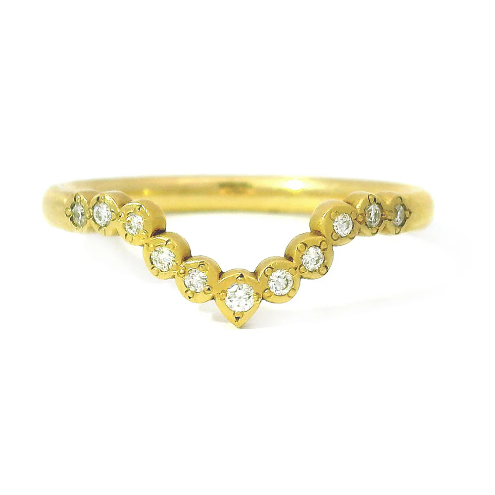 Diamond & Yellow Gold Nesting Band - "Pointed River Rocks" - Image 3