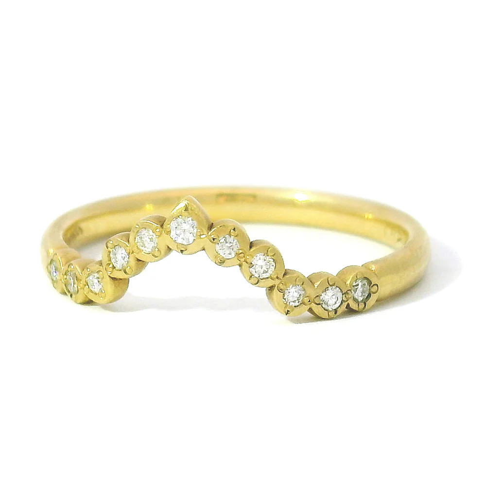 Diamond & Yellow Gold Nesting Band - "Pointed River Rocks" - Image 4