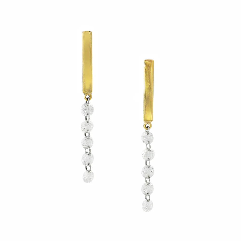 Diamonds & Gold Stud Earrings - "Streamer 5"