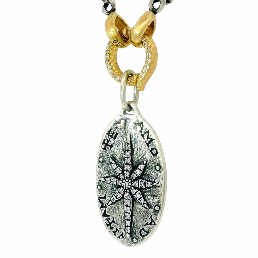 Fleur de Lis & Diamond Oval Pendant - "North Star" - Image 5
