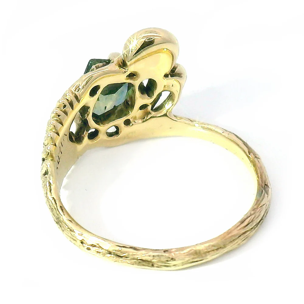Geo-Cut Montana Sapphire Mushroom & Fern Ring - "Seaview" - Image 6