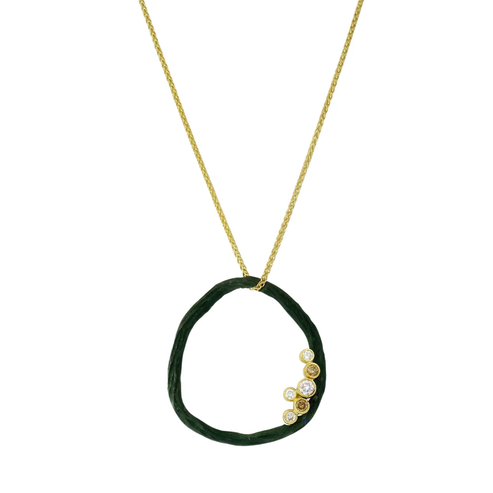 Gold & Cobalt Chrome Diamond Necklace - "Pebble Beach"
