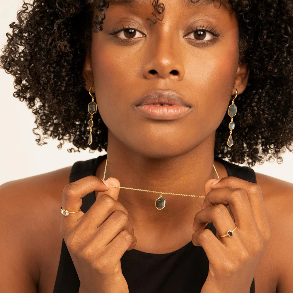 Gold Vermeil & Amethyst Necklace "Geo" - Image 4