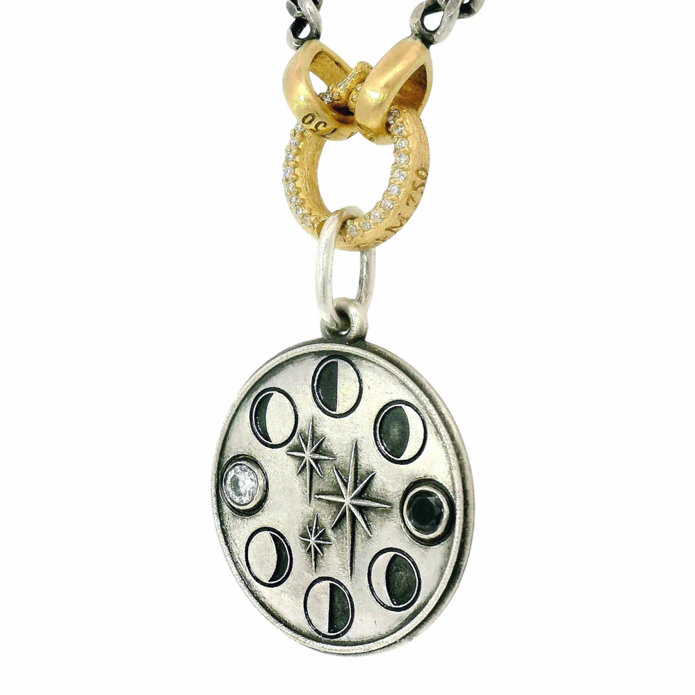 Sterling Silver & Diamond Pendant - "Moon Phases" - Image 5