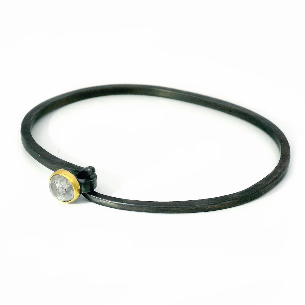 Lavender Montana Sapphire Two-Tone Hook Bracelet - "Wildflower" - Image 2