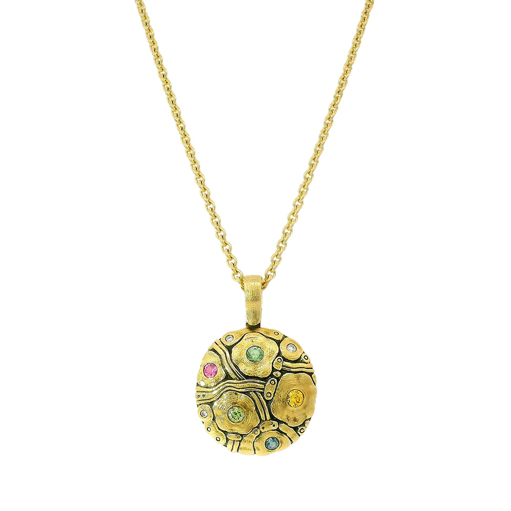 Montana Sapphire & Diamond Necklace - "Summer Flowers"