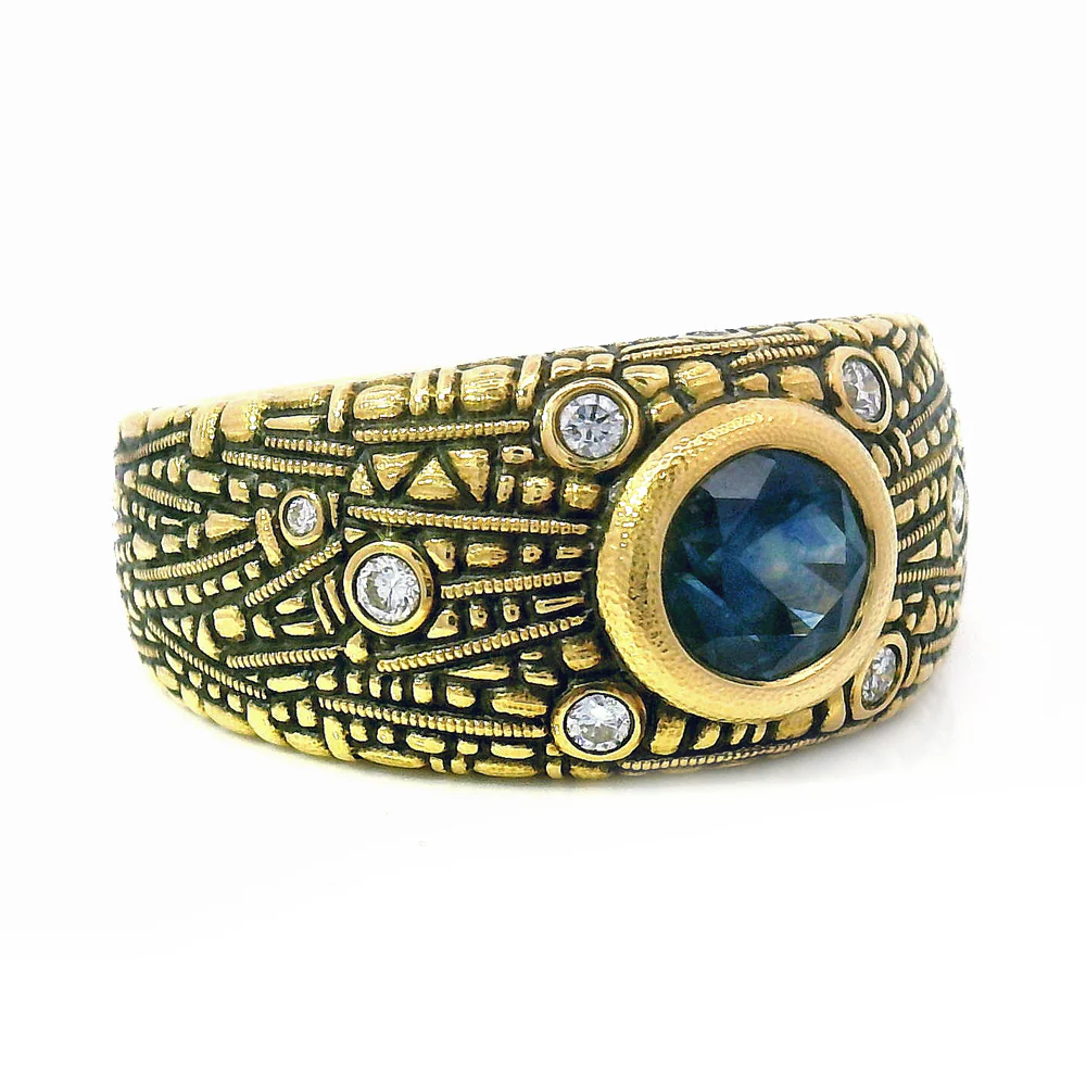 Montana Sapphire & Diamond Ring - "Starburst" - Image 5