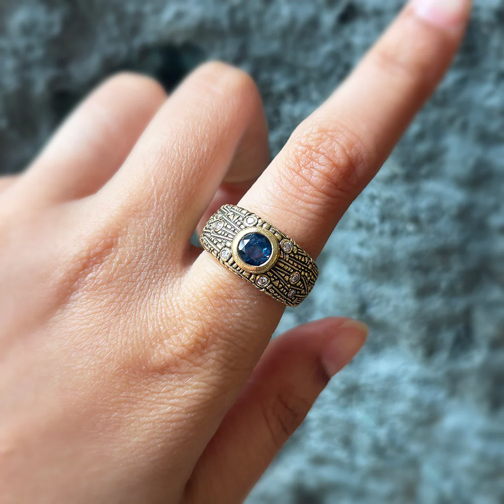 Montana Sapphire & Diamond Ring - "Starburst" - Image 7
