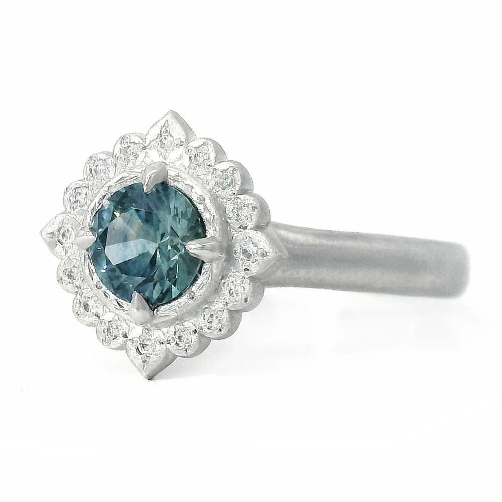 Montana Sapphire Platinum Ring "Flame" - Image 2