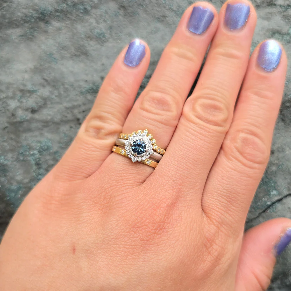Montana Sapphire Platinum Ring "Flame" - Image 7