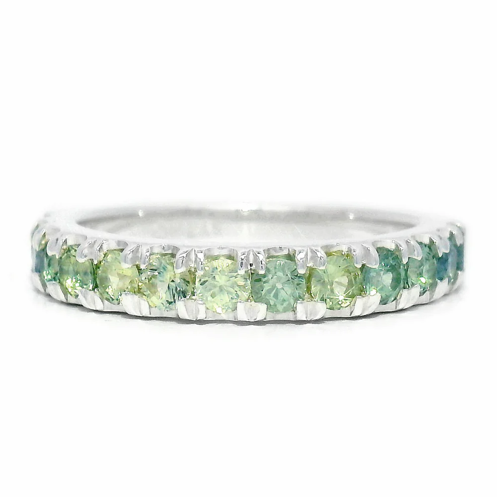 Montana Sapphire & Sterling Silver Band - "Mountain Stream"