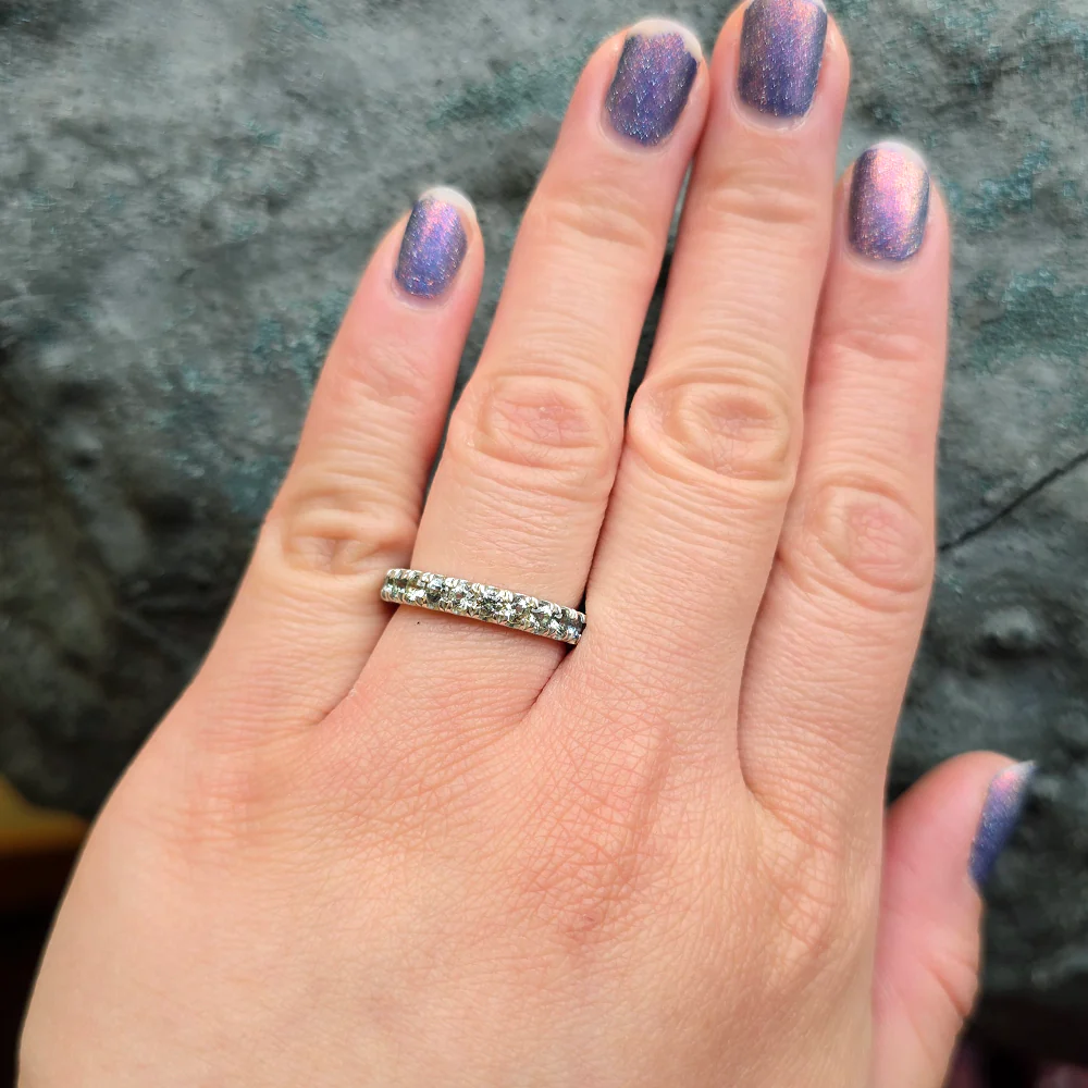 Montana Sapphire & Sterling Silver Band - "Mountain Stream" - Image 2