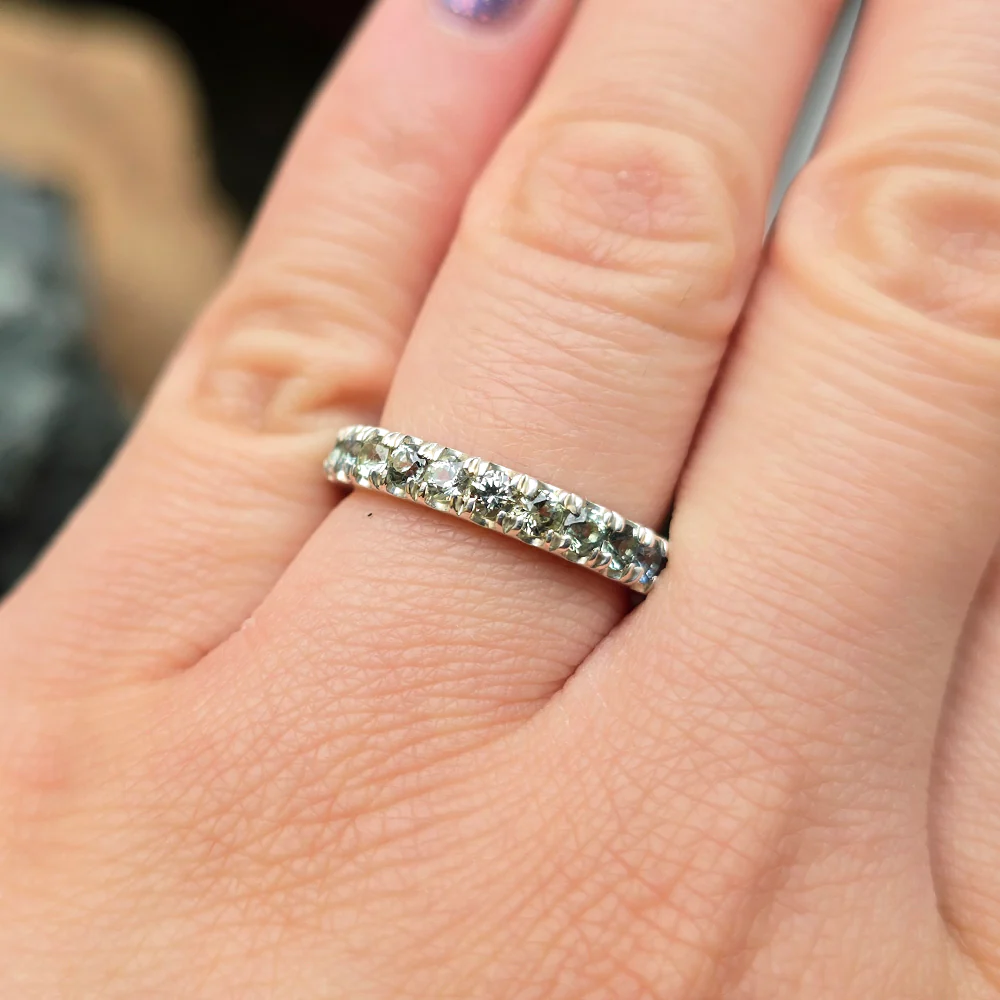 Montana Sapphire & Sterling Silver Band - "Mountain Stream" - Image 4