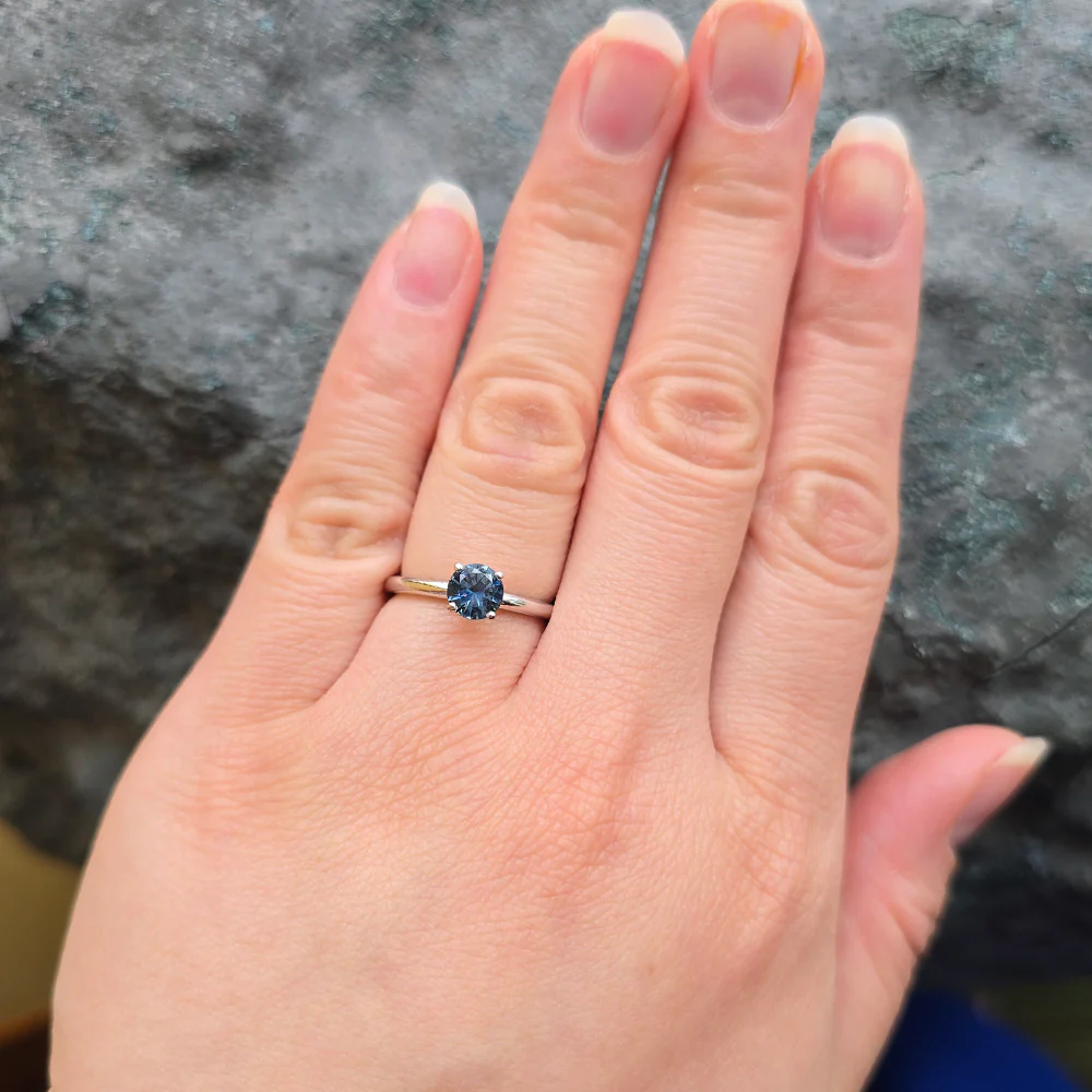 Montana Sapphire Solitaire Engagement Ring - "Couloir" - Image 5