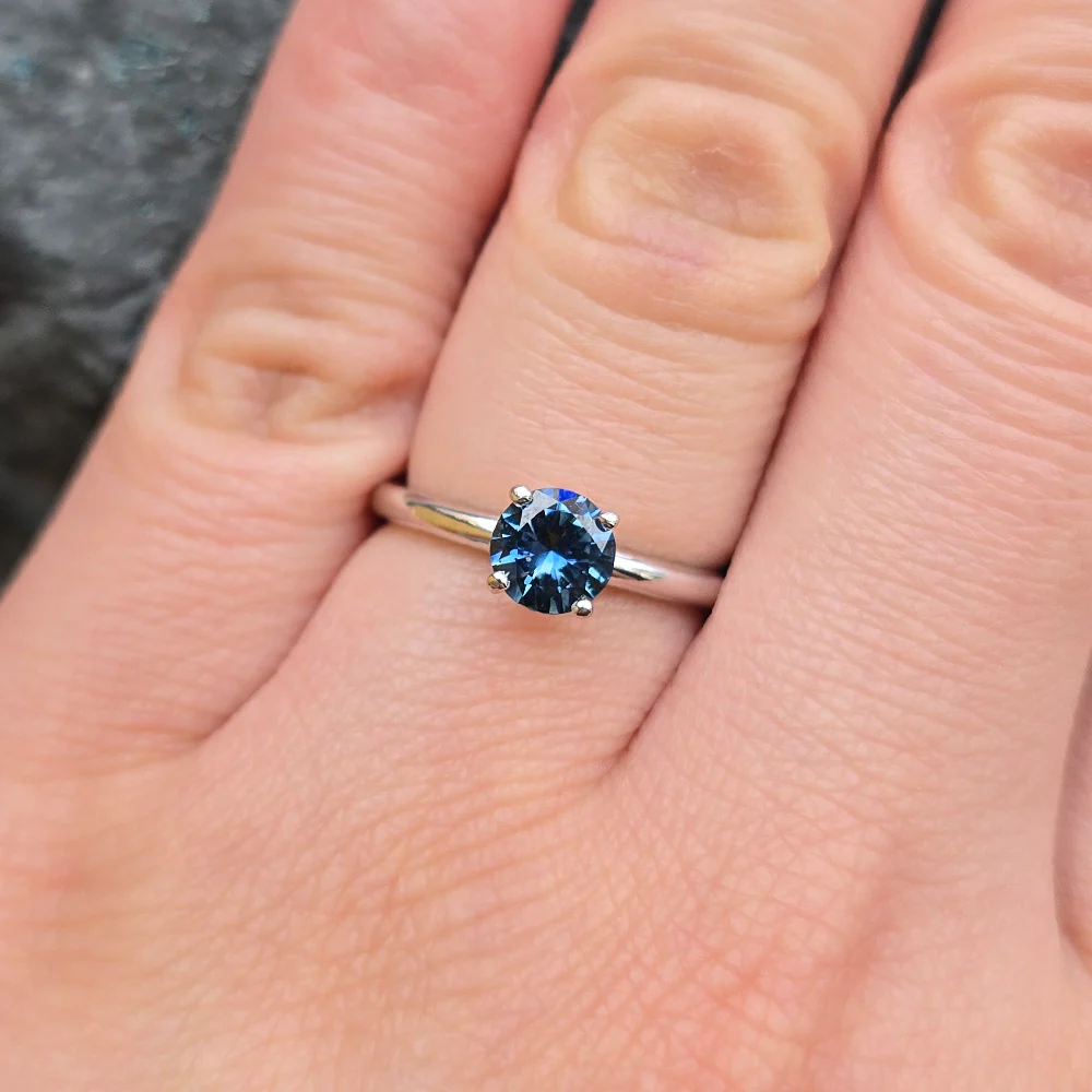 Montana Sapphire Solitaire Engagement Ring - "Couloir" - Image 6