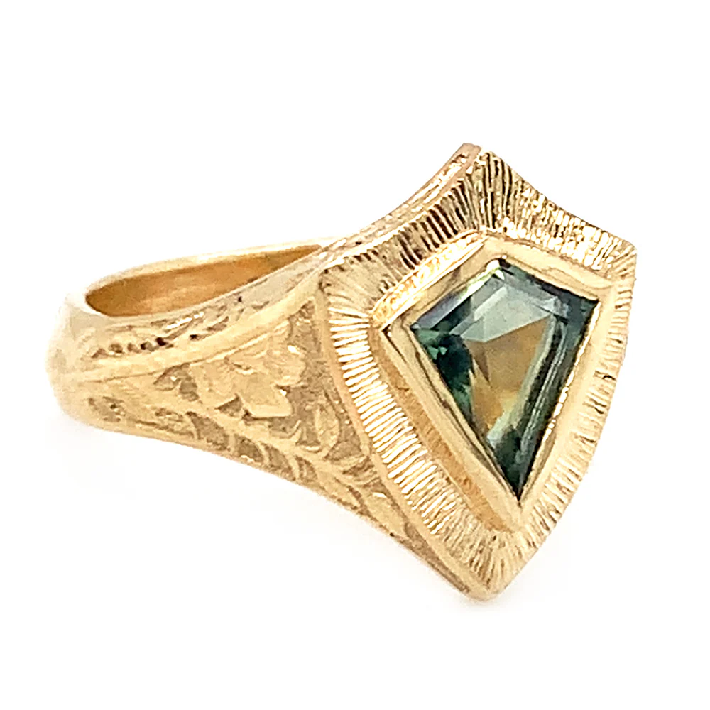 Montana Sapphire & Yellow Gold Ring - "Lancebreaker Signet" - Image 3