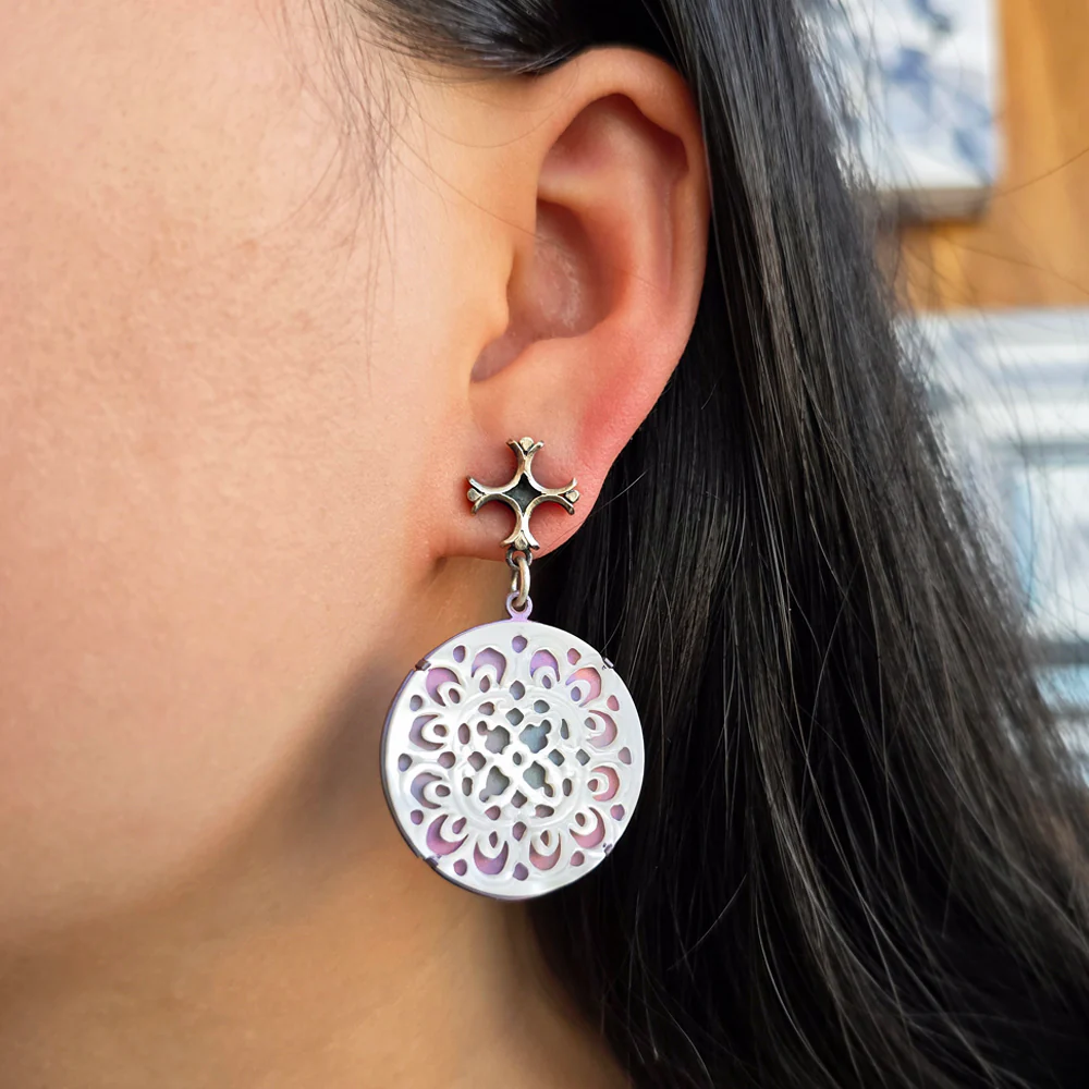 Mother-of-Pearl Drop Earrings - "Aquitaine" - Image 2