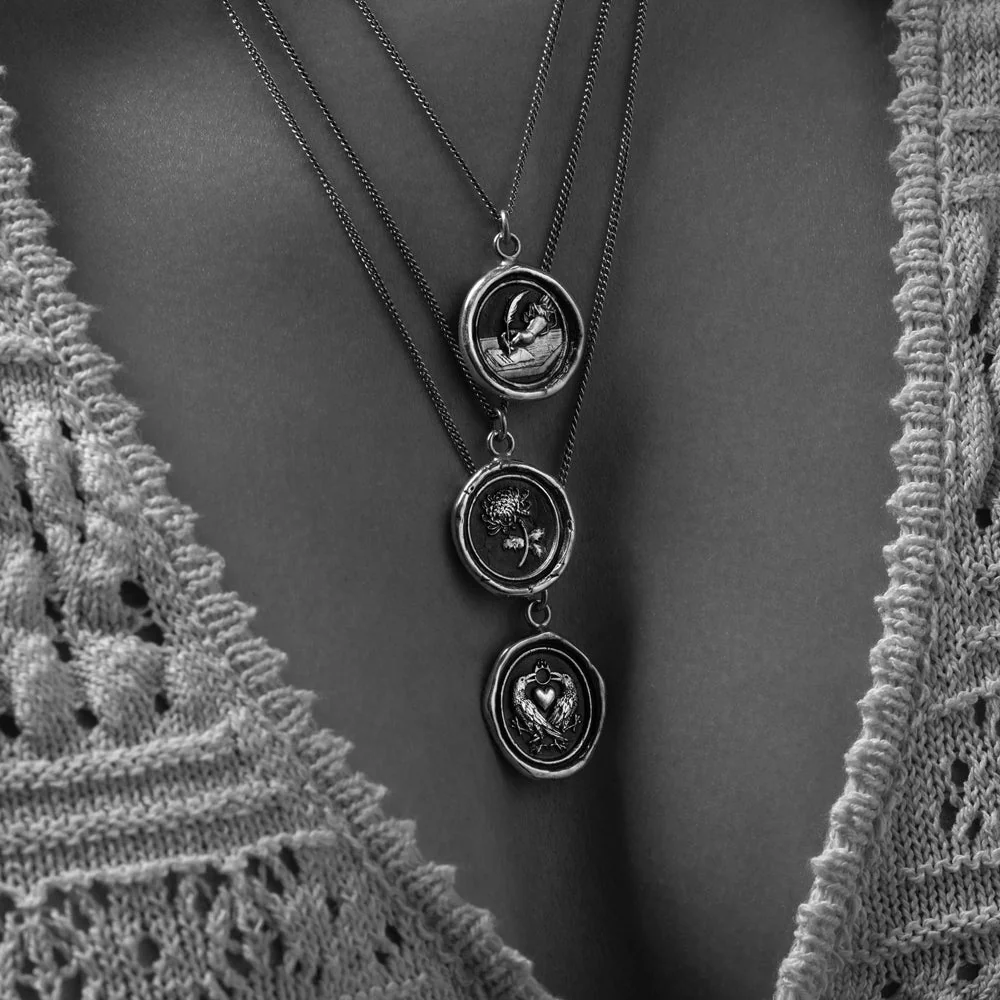 Sterling Silver Chrysanthemum Talisman Necklace - "Healing Journey" - Image 2