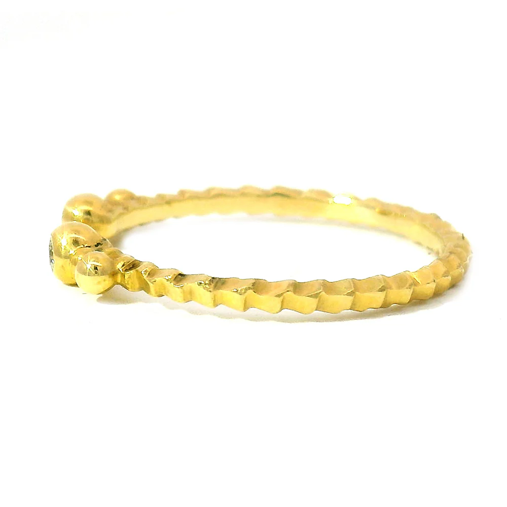 Narrow Opening Yellow Gold Ring Jacket with Diamonds - "Dragon Scale" - Image 2