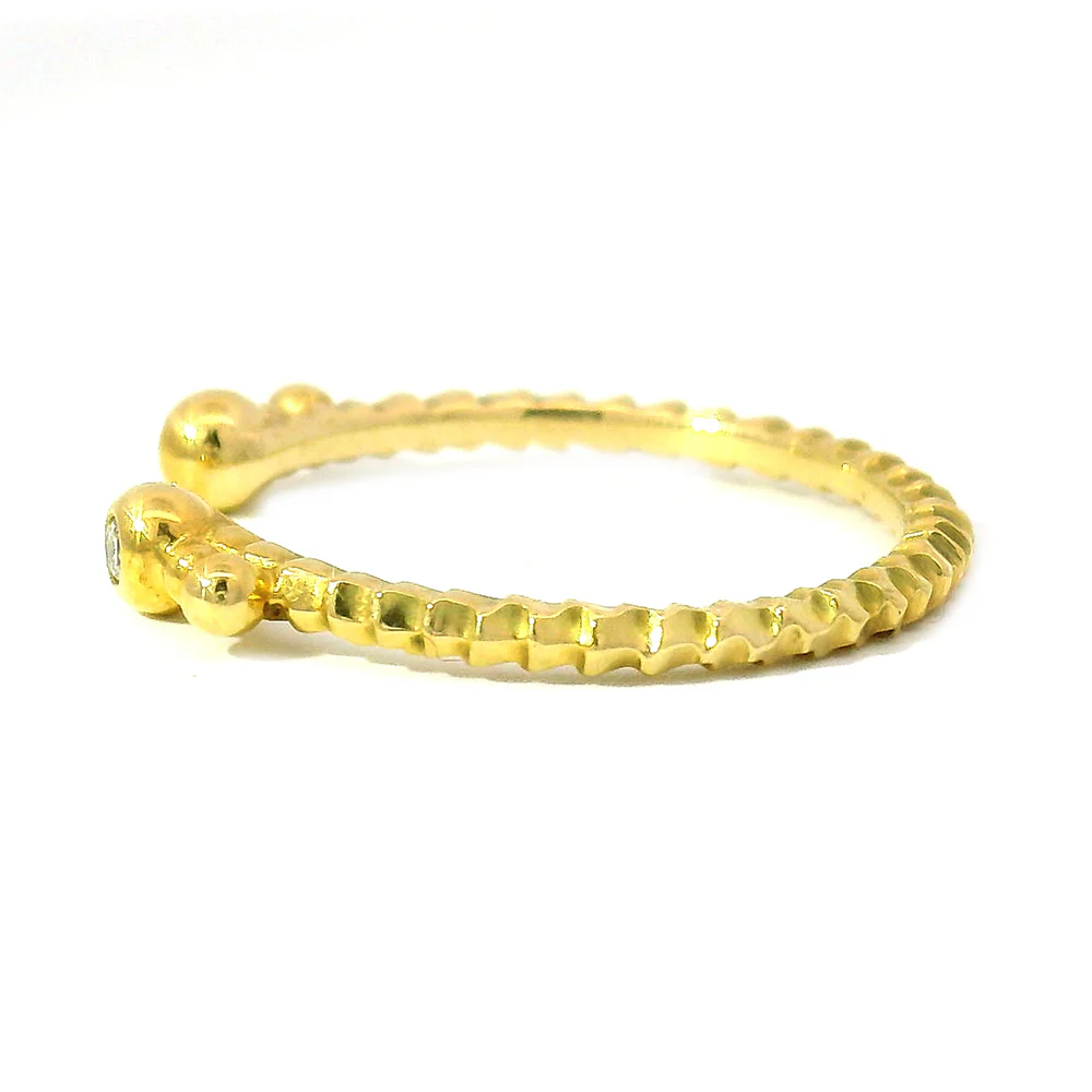 Wide Opening Yellow Gold Ring Jacket with Diamonds - "Dragon Scale" - Image 2