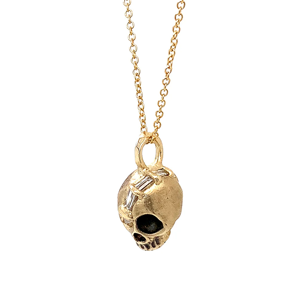 One-of-a-Kind Diamond & Yellow Gold Skull Pendant - "El Cráneo" - Image 3